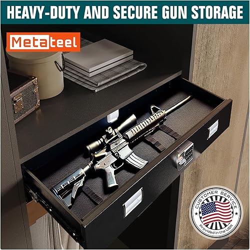 Miniatura 9 de Cajón seguro para pistola debajo de la cama para rifle AR - Estuche de almacenamiento largo para almacenamiento de armas de maletero de automóvil -