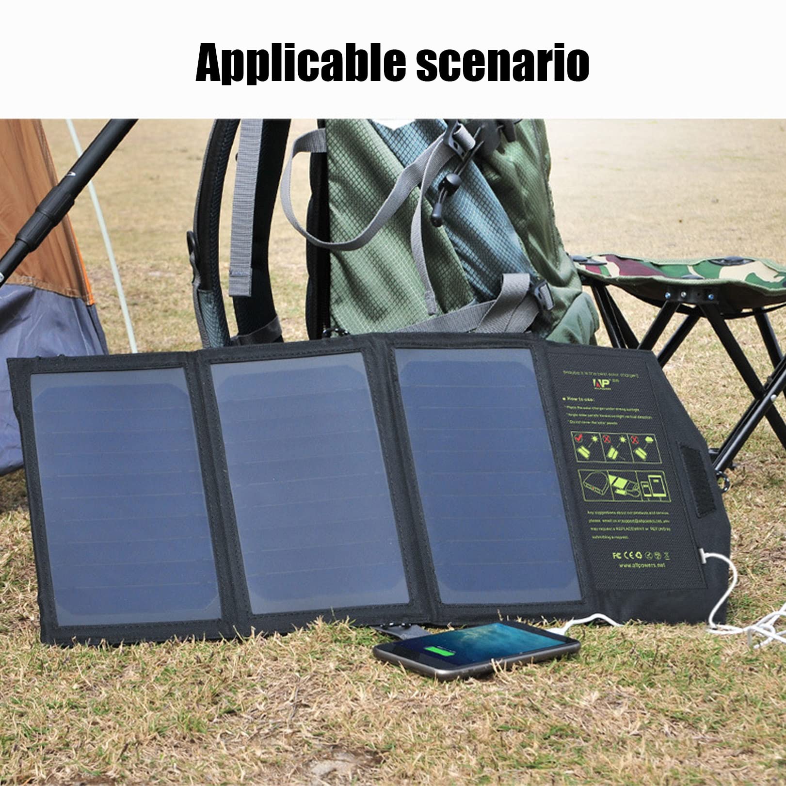 Panel Solar Plegable USB Portátil Flexible Pequeño Impermeable 5V Paneles Solares Plegables Células For Cargador De Batería De Teléfono Móvil (Color : Black)