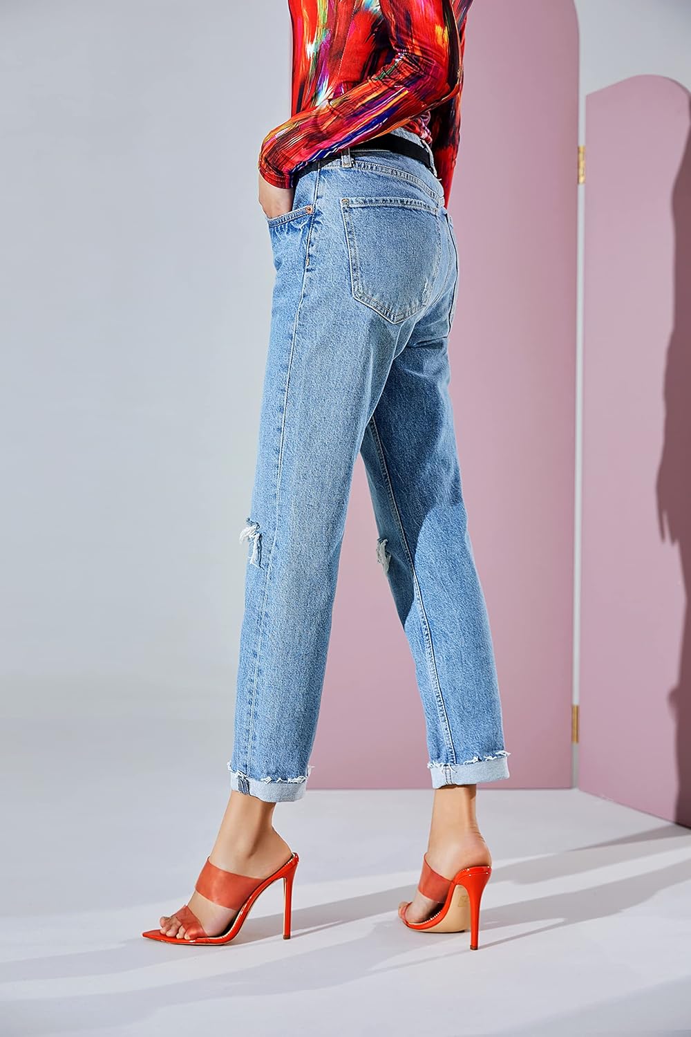 vivianly Clear Pointed Toe Heels Sandals Transparent Strap Stiletto High Heels Slip on Mules for Women - Image 4