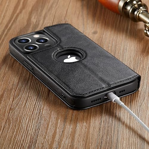 Miniatura 8 de Casus Logo View - Funda tipo cartera compatible con iPhone 13 Pro, delgada, magnética, de piel sintética, con ranura para tarjetero, soporte delgado