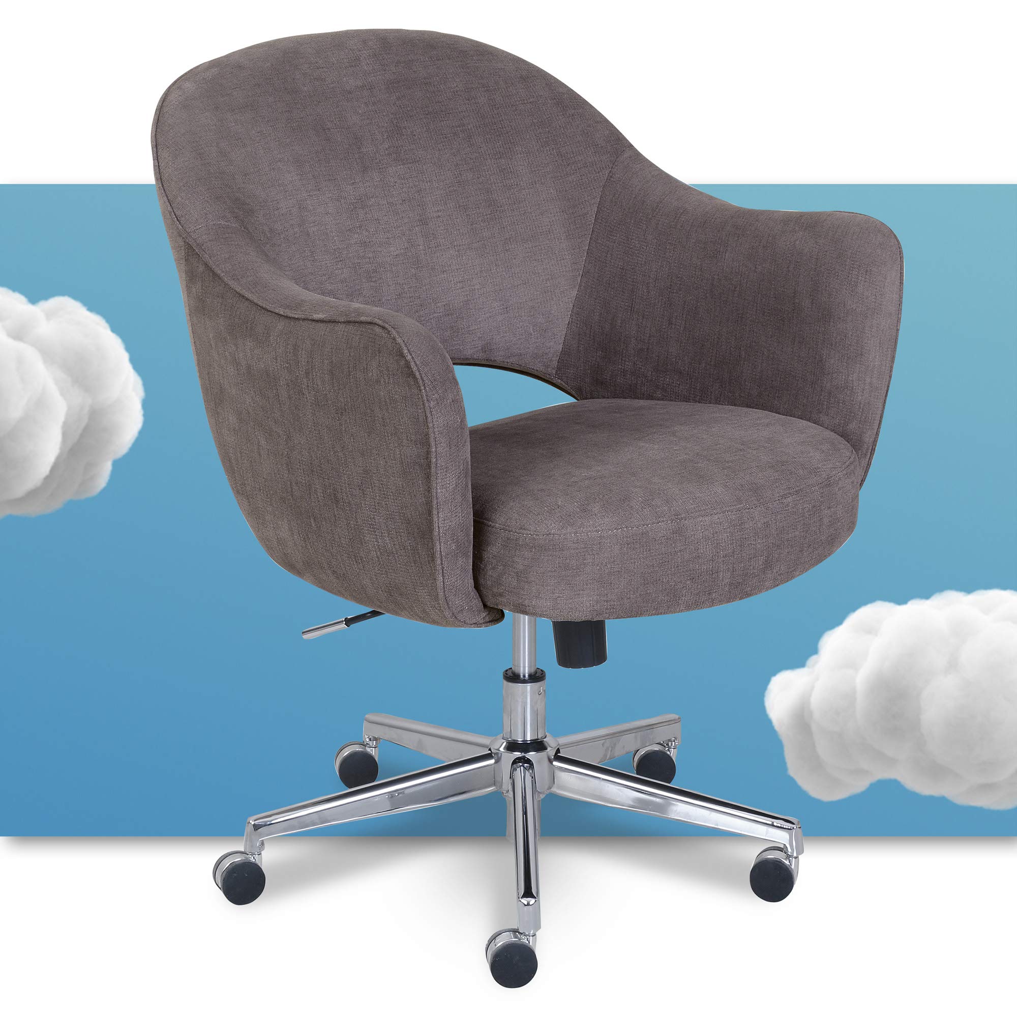 Buy Serta Valetta Upholstered Home Office Desk Modern Swivel Accent Chair, Memory Foam Seating