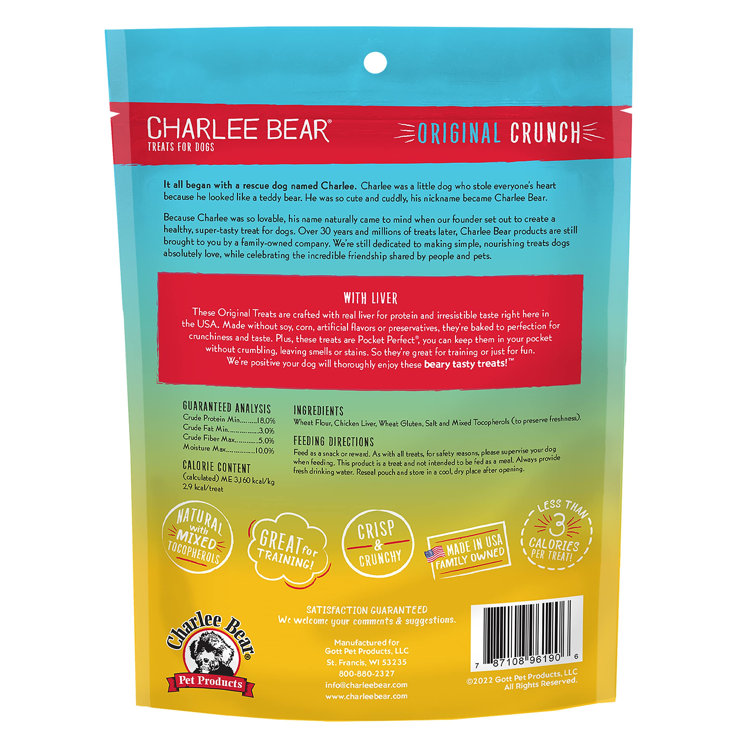 Charlee Bear Original Dog Treats Chicken Liver 16 Oz Pack