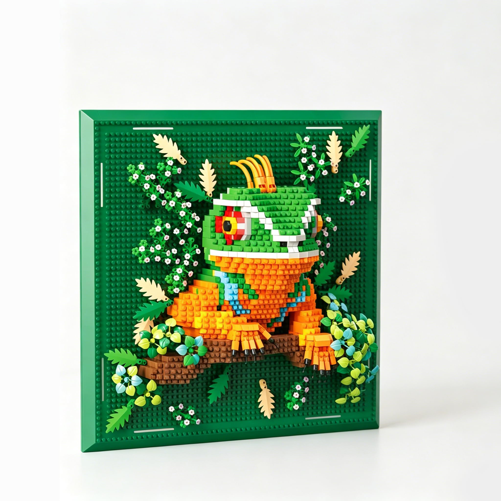 3D Wall Art Chameleon Building Block Set, 1684 PCS 3D Micro Animal Construction Bricks Model Toy, Creative Chameleon Wall Art Architecture Building Kit, Gifts for Adults and 16+Teens