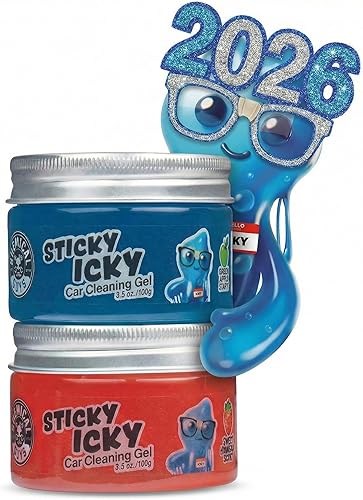 Chemical Guys Sticky Icky Gel de Limpieza para Automóvil, Aroma de Manzana Verde y Fresa Dulce - Kit de Detallado, Limpiador de Grietas y Polvo del