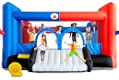 Inflatable Bounce House with Slide, 15.3ft x 14.7ft, Jumping Castle with Blower, Dartboard, Dual Basketball Hoop, Dual Kicking Boards, Jumping Area for 6 Kids
