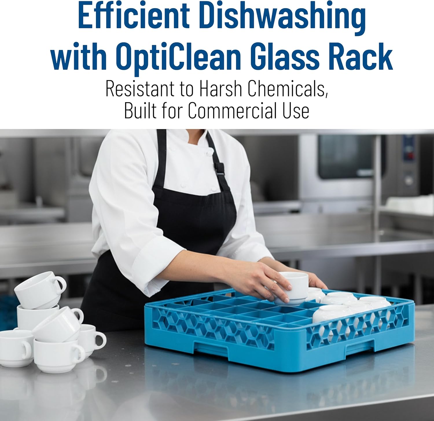 Carlisle FoodService Products RE3614 OptiClean Divided Glass Rack Extenders, Set of 6 (36-compartments, Polypropylene, Blue)