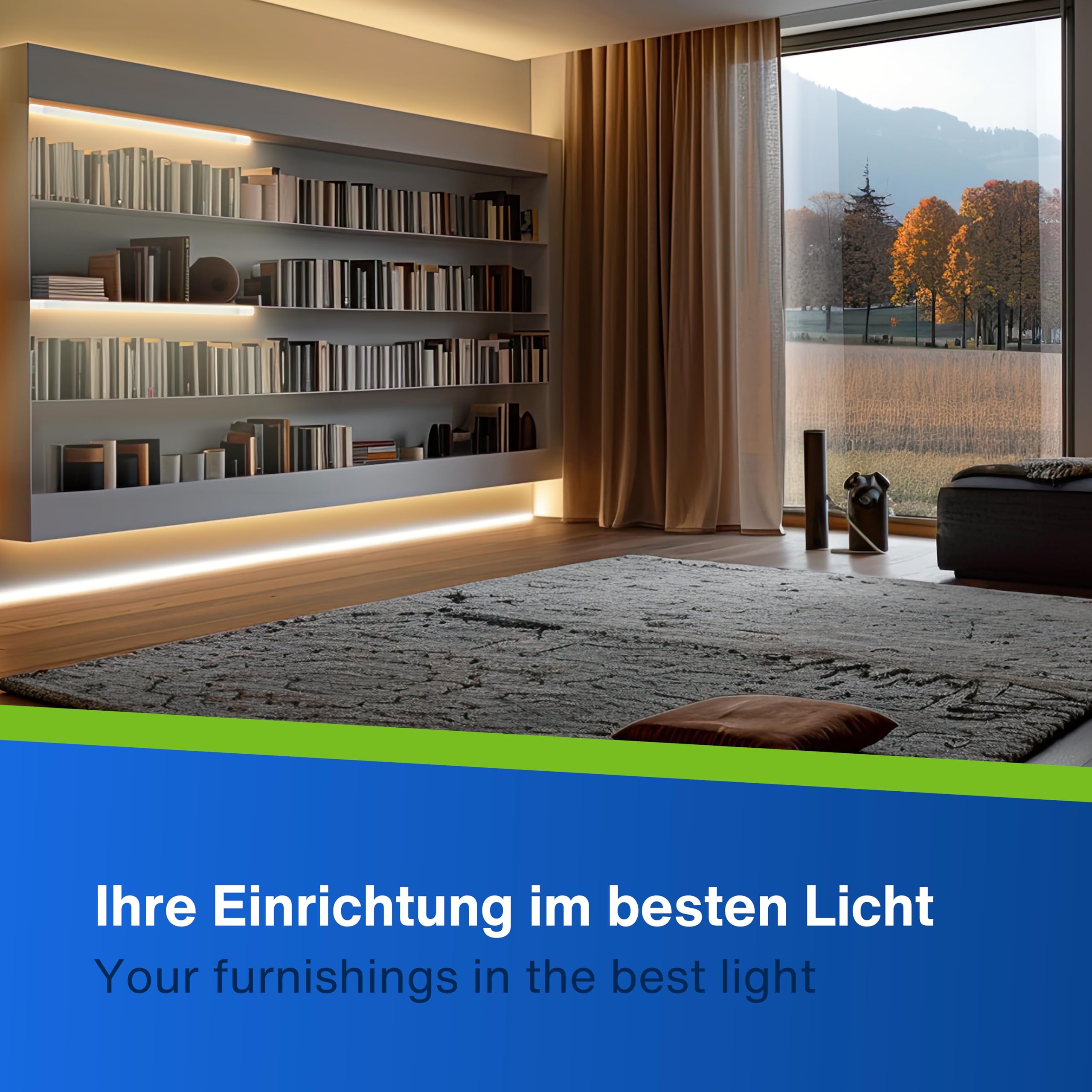 REV - LED Unterbauleuchte XS mit Sensor, 25.000h, Lampe 15W, 1800lm, 1000 x 20 x 15 mm, silber