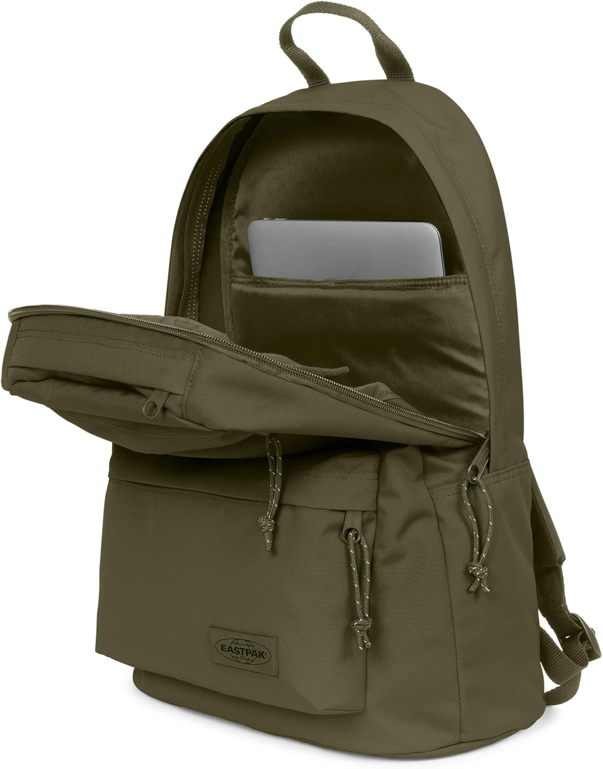EASTPAK Padded Double – 24L Squared Backpack with Dual Front Pockets, 13” Laptop Sleeve, Bottle Holder & Padded Straps, Dark Grass