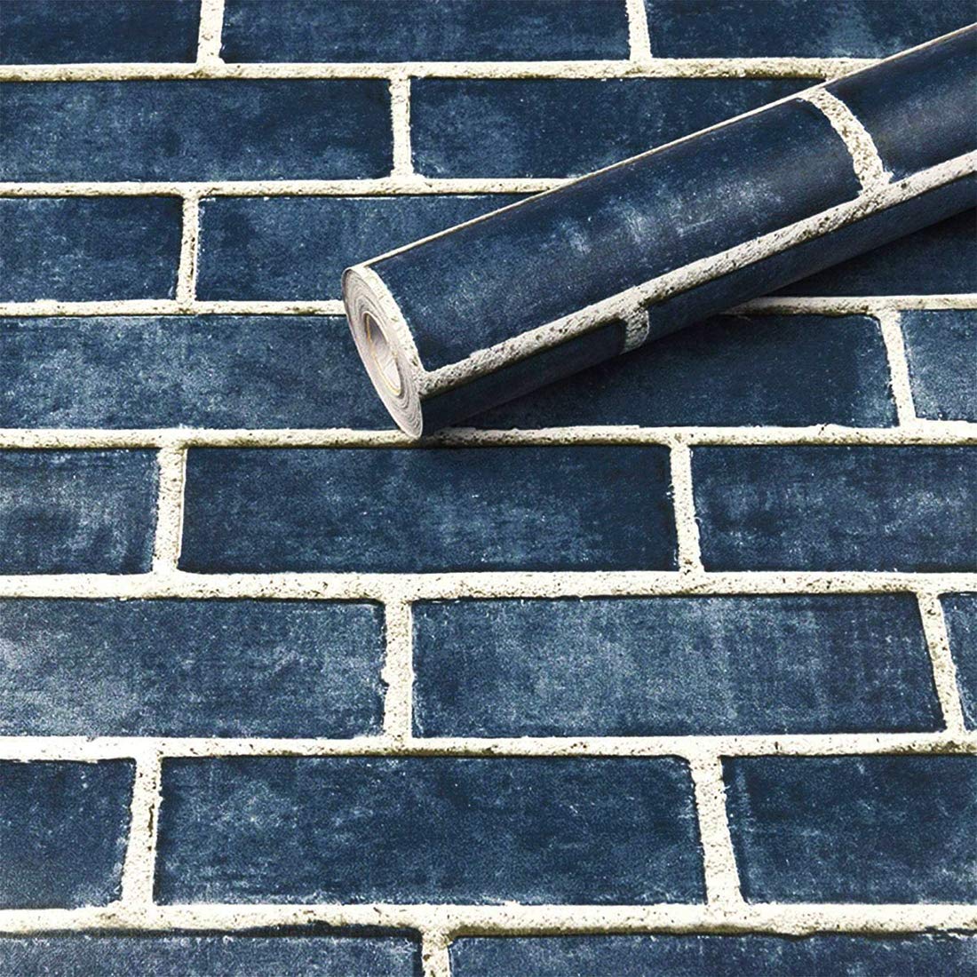 Ray-Velocity Self-Adhesive Wallpaper, Blue Brick Effect Wallpaper, Peel and Stick Wallpaper Suitable for Bedroom, Living Room, Kitchen, House Decoration (200cm, A2) — image 1