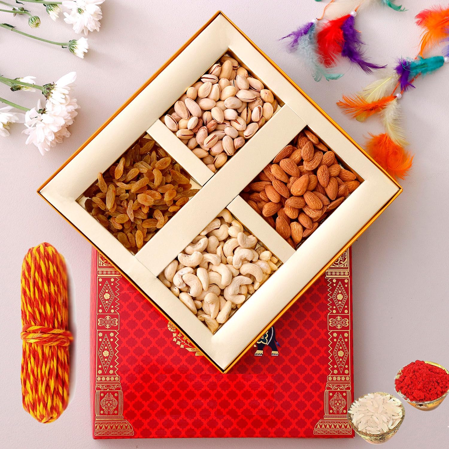 Bhai Dooj Gift Set for Brother Diwali Gift Box Dry Fruits Combo Pack(Almonds, Cashews, Pista, Kishmish) 100g Each, Diwali Gifts for Family and Friends Employees Corporate (B0CKMXTGV1) Amazon Price History, Amazon Price Tracker