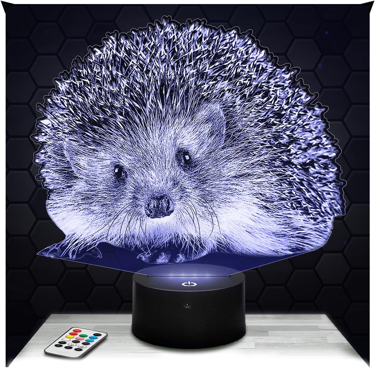 Lampephoto.fr - Hedgehog 3D Lamp Animal Touch Night Light Led, 3D Hologram Effect, Christmas Birthday Gift Idea for Boy or Girl, Room Decoration Object