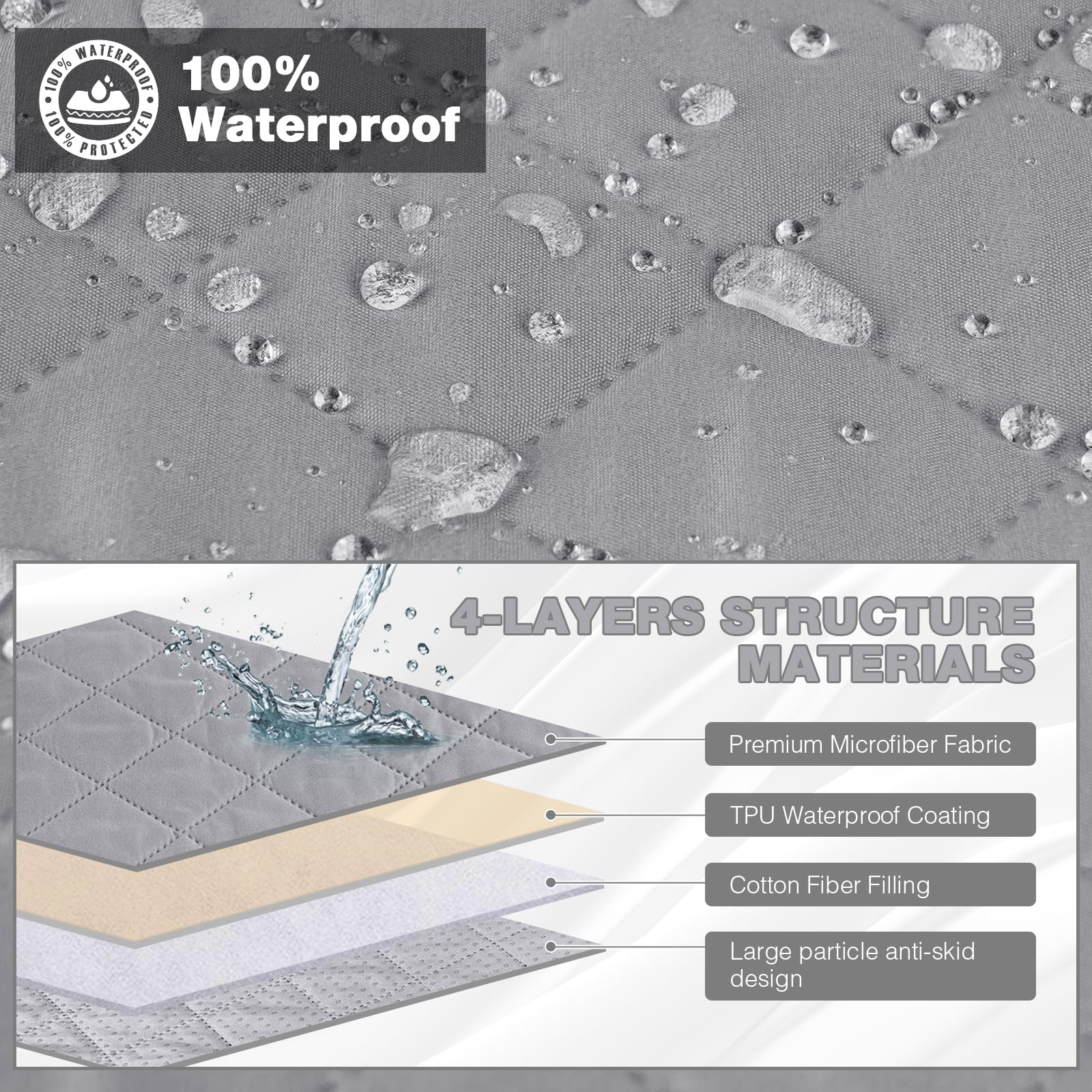 TAOCOCO Copridivano Poltrona Impermeabile Divano Protector Slipcovers (Grigio scuro, 4 posti 195 * 218cm)