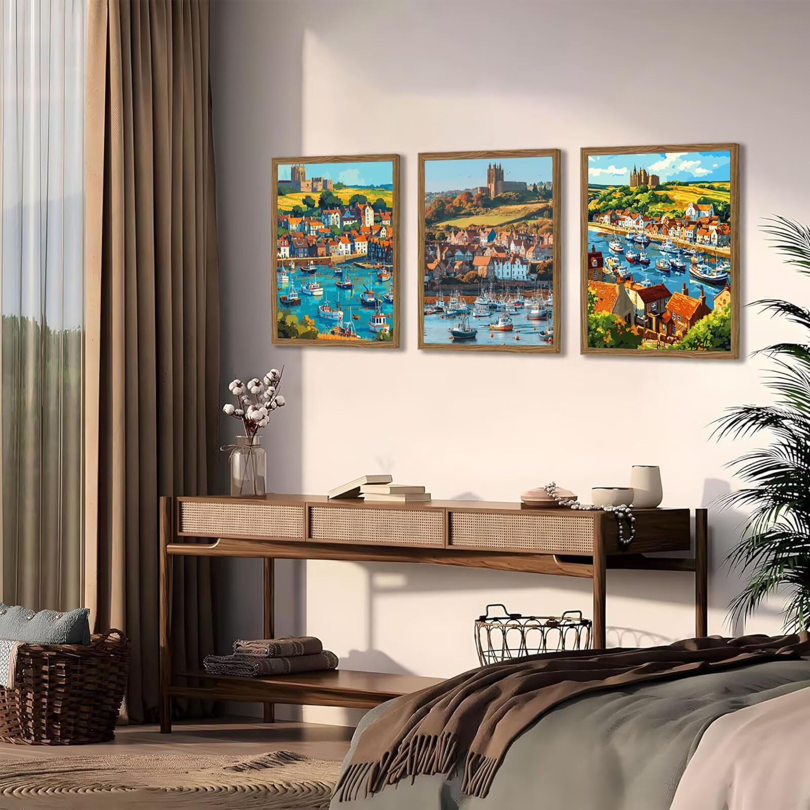 Cnyaunfi 3 Pezzi Oceano Pittura Diamante Fai-Da-Te 5D Blu Diamond Painting Kit Completo per, Hobby Creativi Adulti, Pittura Diamante Artigianale Per La Decorazione Della Parete Di Casa 60x80cm YF-3243