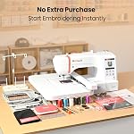 Poolin EOC07 Embroidery Machine,Extra large 7.9x15" Hoop Area,7" Touchscreen,Computerized Home Embroidery Machine for T-shirts,hoodies,200 Built-in Designs,USB & Wireless,4 Hoops,Thread