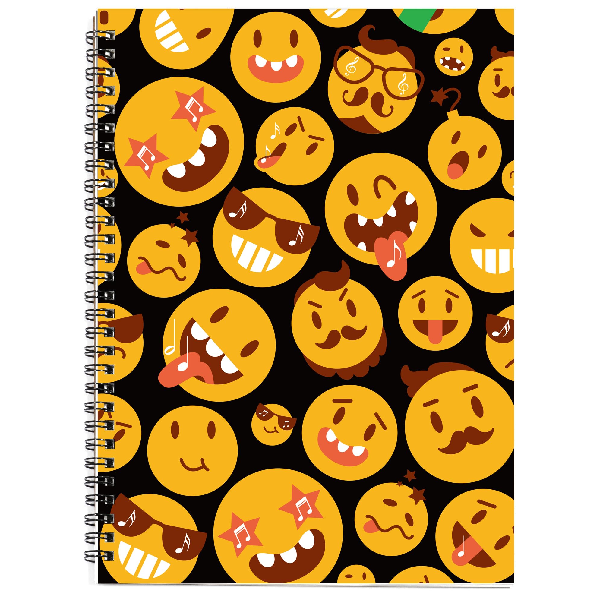 MAXCURY Blank Sheet Music Composition Manuscript Staff Paper Art Music Notebook Black 100 Pages 26x19cm (FunnyEmojis/Black)