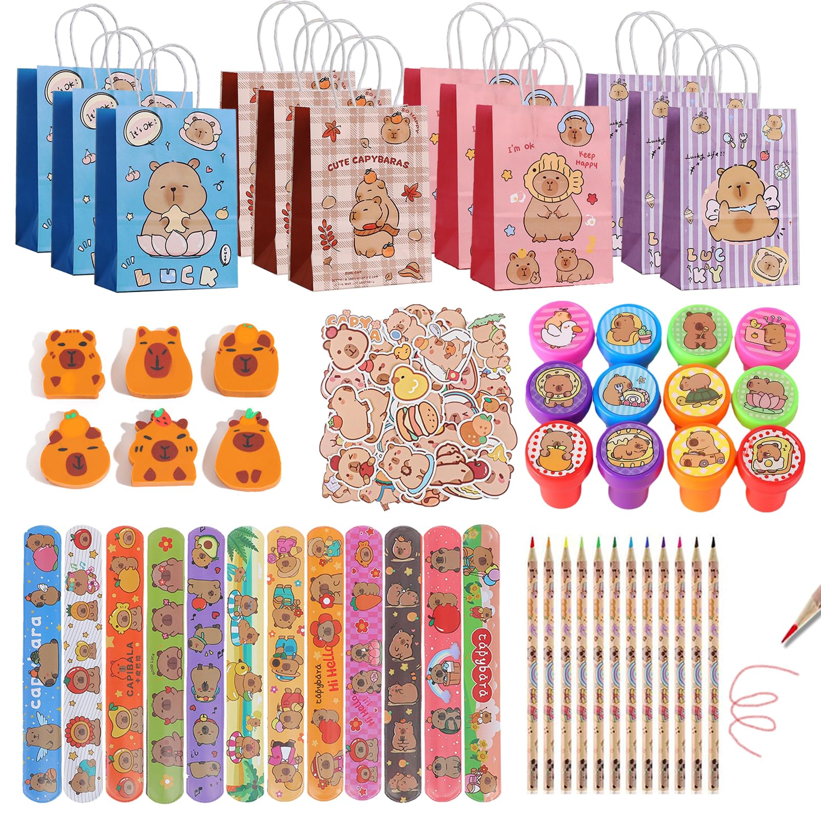 Capybara Lot De 12 Sacs De Fête Capybara Avec 1 Feuille D