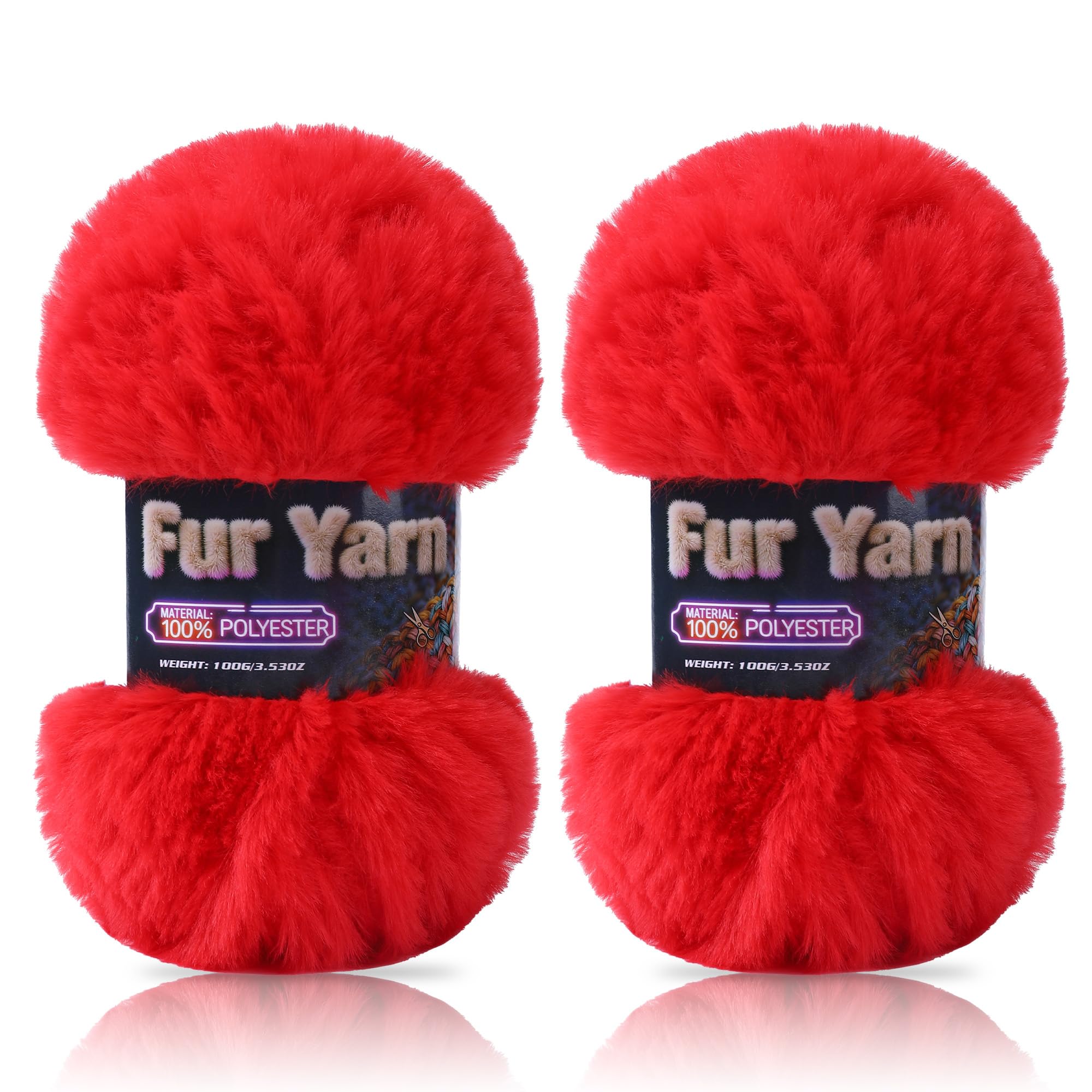 Faux Fur Yarn Soft Fluffy for Crocheting - 2 Skeins(Each 3.5oz/100g, 71yd/65m) - Chunky & Fluffy Yarn for Crochet Amigurumi, Blankets, Hand Knitting, Scarves &Crafts (2, Beige) — view 20