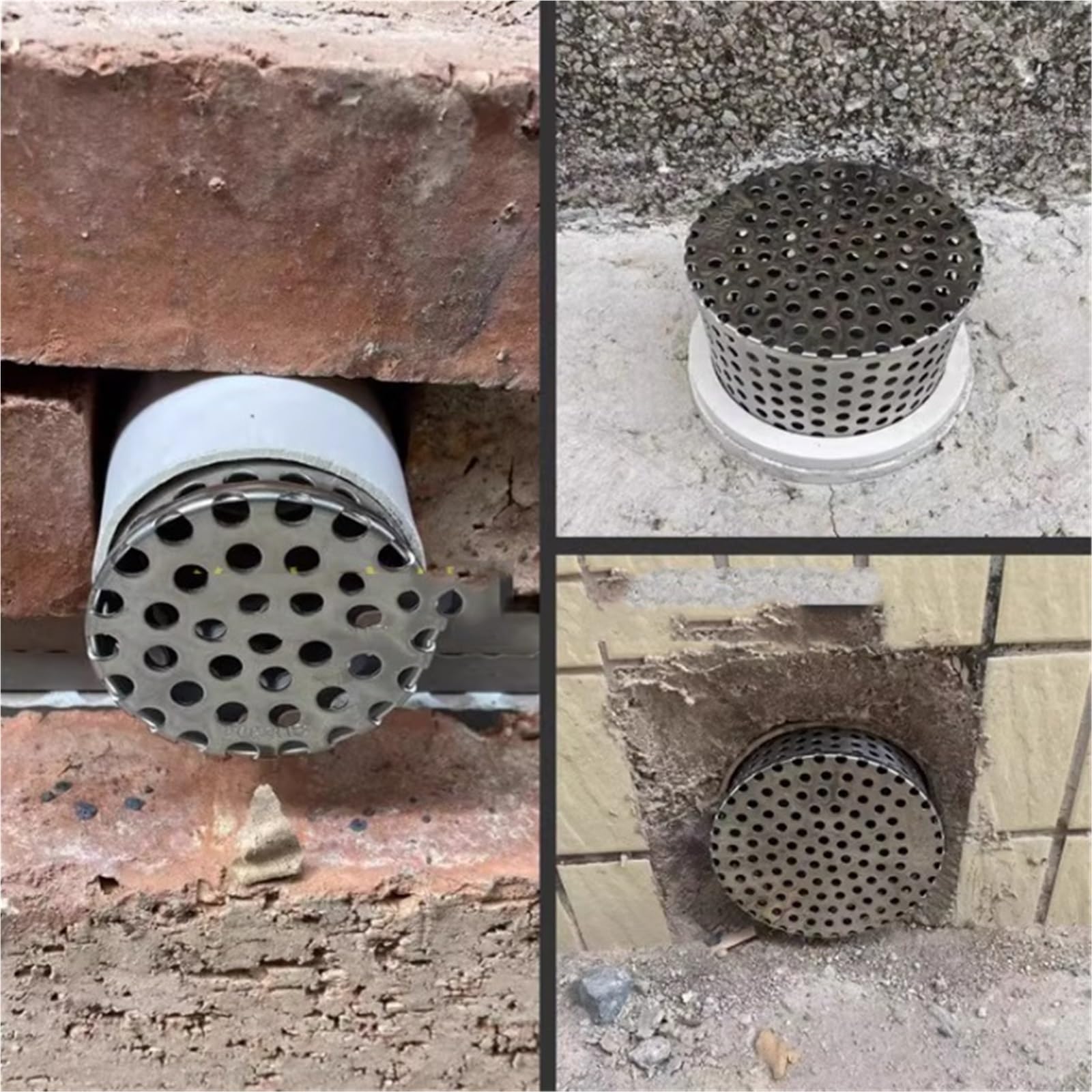Ablaufabdeckung aus Edelstahl mit PVC-Kappe – Robuste Gitterabdeckung für Dachlüftungen, geeignet für Terrassen, Rohre, Balkone und zum Schutz von Dächern.