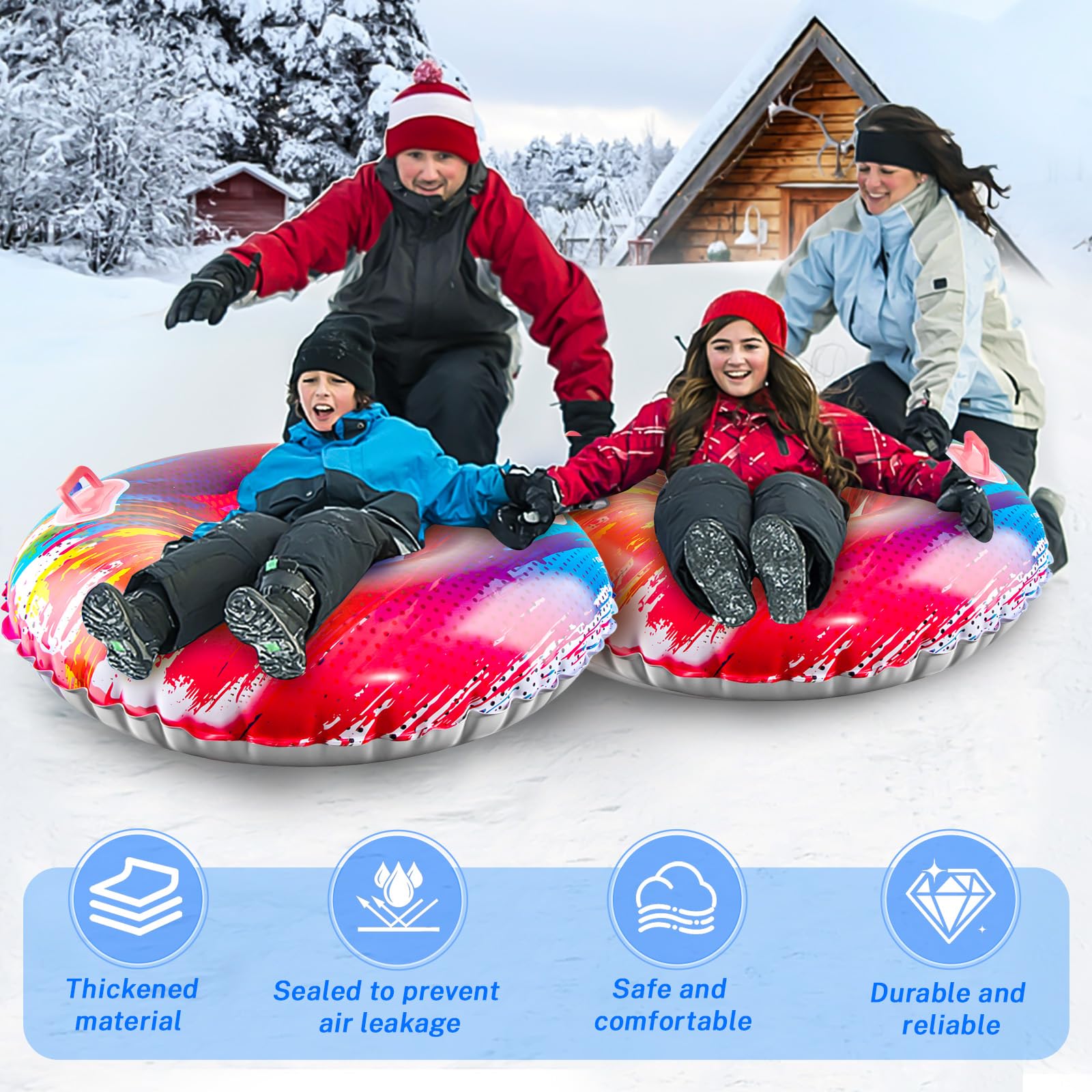 Colchoneta Nieve Fancysky Trineo Inflable 80x80 cm Tobogán Nieve Invernal