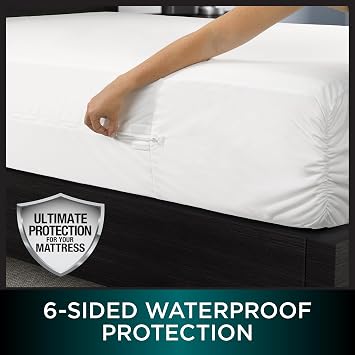 Protect-A-Bed AllerZip Zippered Mattress Encasement King, Bed Bug Proof and Dust Mite Proof Six-Sided Mattress Protector, 100% Waterproof Washable Cover, Fits 11-18 Mattresses
