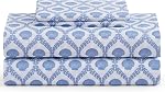 Caribbean Joe Coastal Print Microfiber Sheet Set, Soft, Comfy, 12" Deep Pockets, Queen, Coastal Brocade