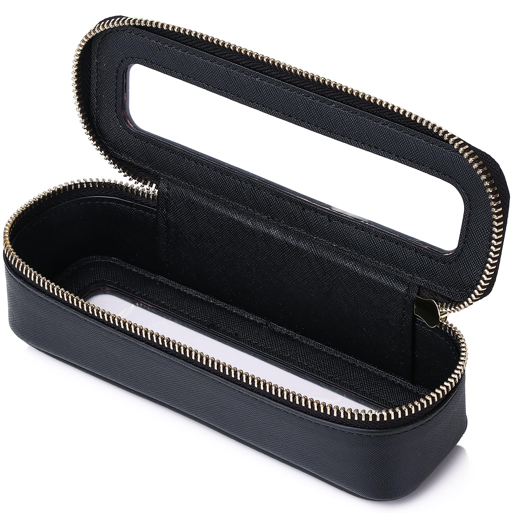 Makeup Brush Case Slim Clear Makeup Bag Travel Cosmetic Case and Waterproof Toiletry Makeup Bag with Zipper Purse Organizer for Women (Black, Slim)