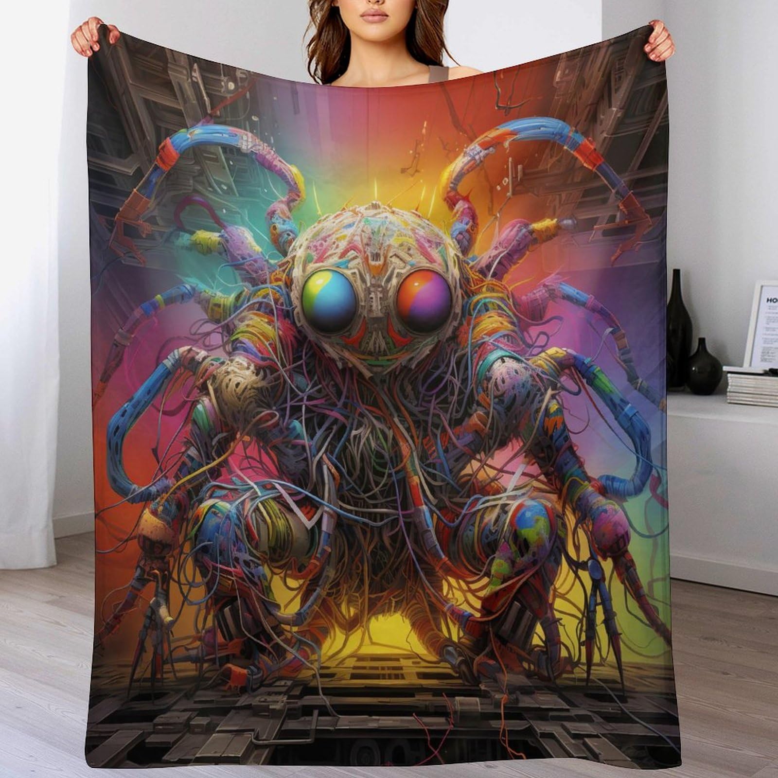 Couverture araignée en flanelle douillette contre le froid du lit