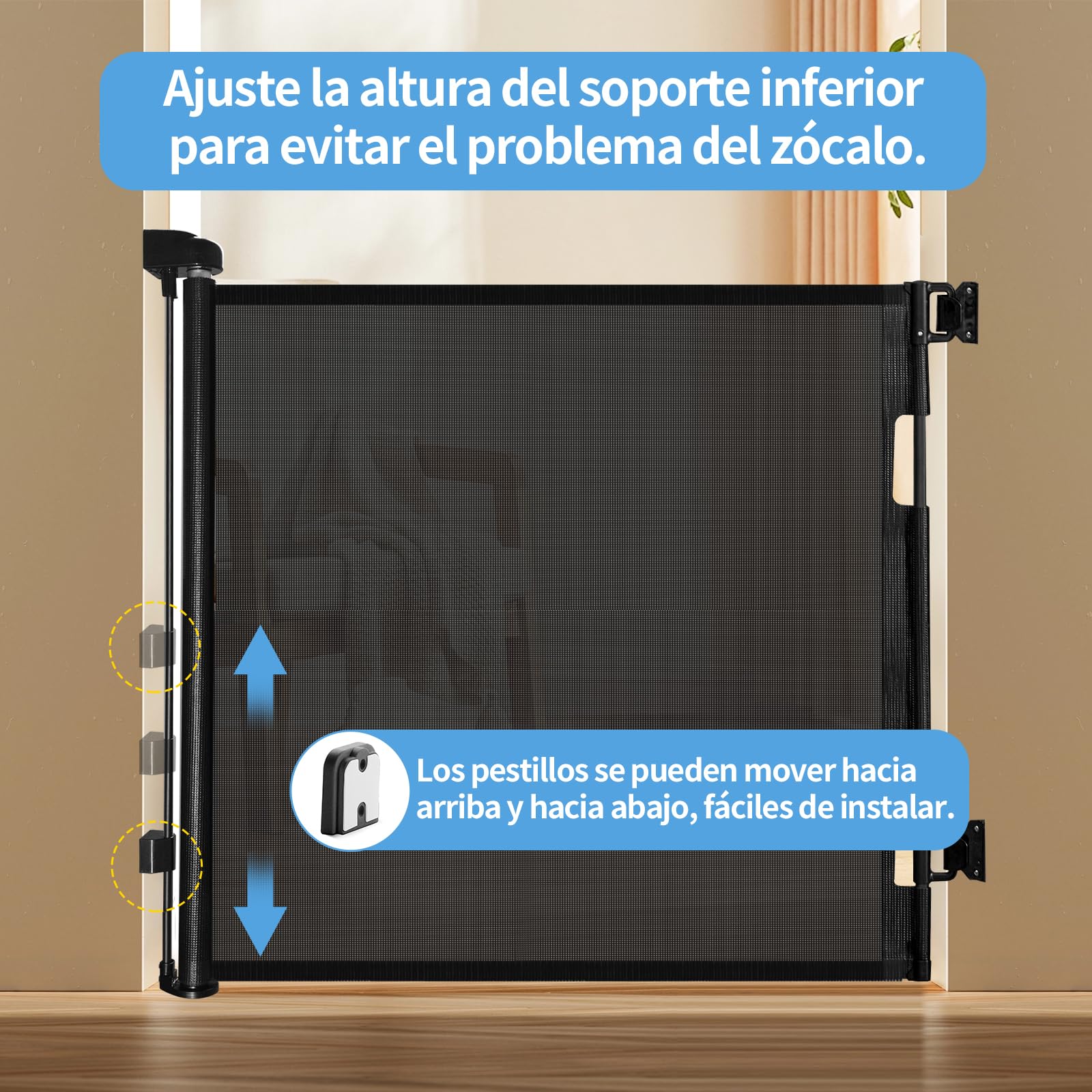 derimkcoa Barandilla de Seguridad retráctil 0-150 cm(Negro)