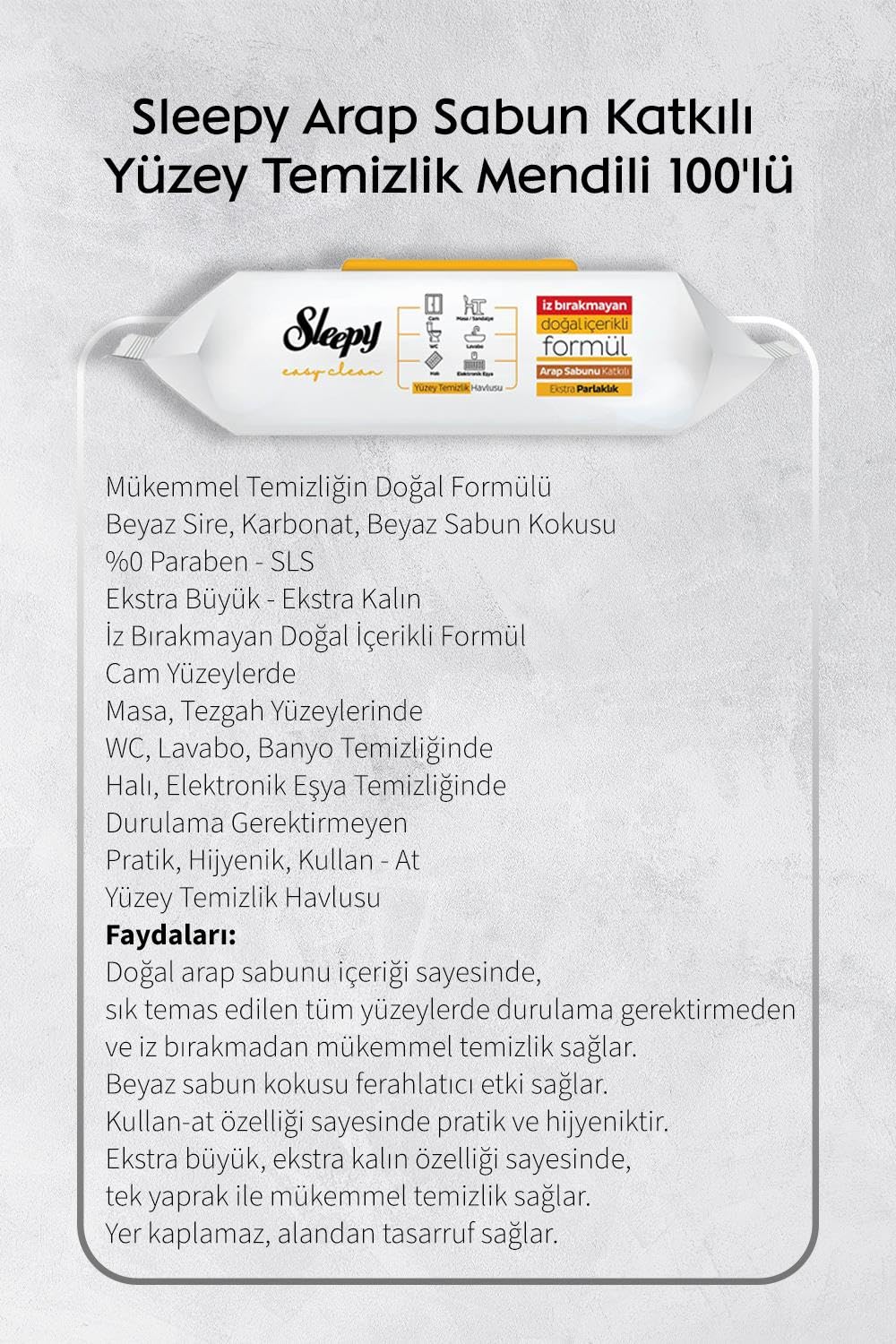 Arap Sabun ve Lilyum Katkılı Sleepy 100'lü, Kireç Sökücü 30'lu Temizlik Havlusu ve Rosie Hediye
