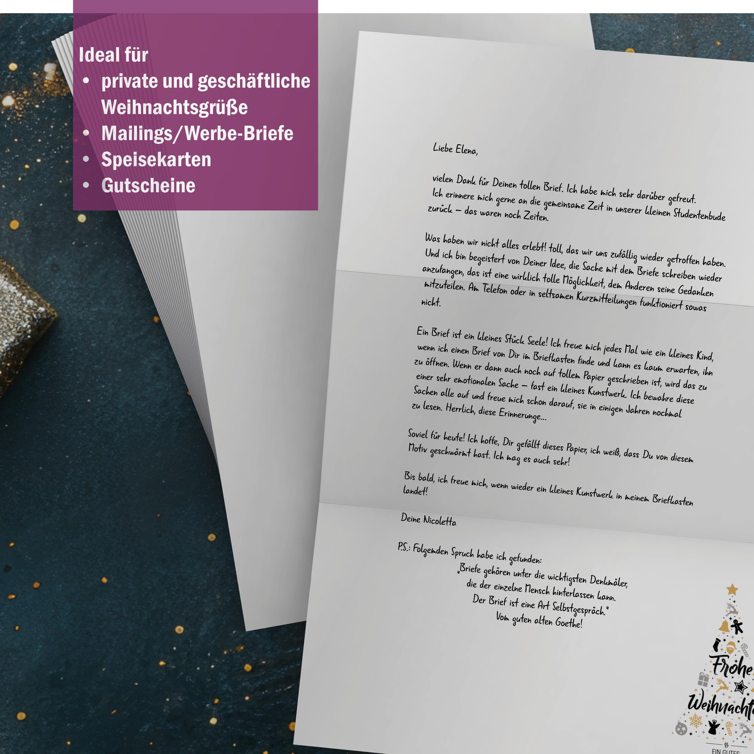 Weihnachtsbriefpapier | Weihnachts-Wunschbaum | Briefpapier | Kuverts | Weihnachtspapier | edel | modern (100 Blatt 100 Kuv.)