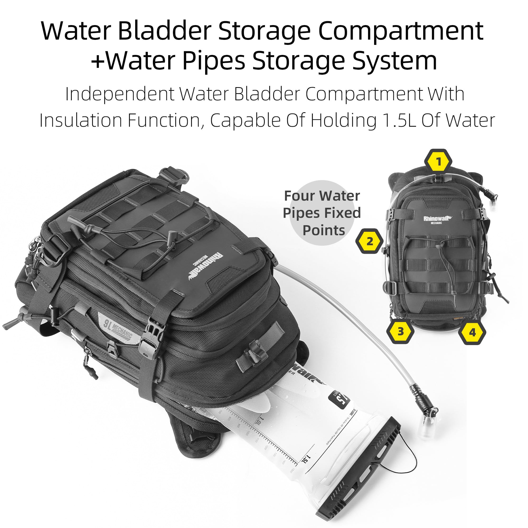 Rhinowalk Multifunktional Tanktasche Tankrucksack mit Molle System Wasserblase Schultergurt Motorradtasche Motorrad Rucksack
