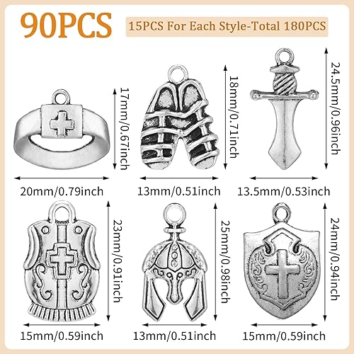 Miniatura 2 de 90 dijes con temática bíblica para colgar en la armadura completa, colgante de aleación para escuela dominical, cinturón de manualidades, casco,
