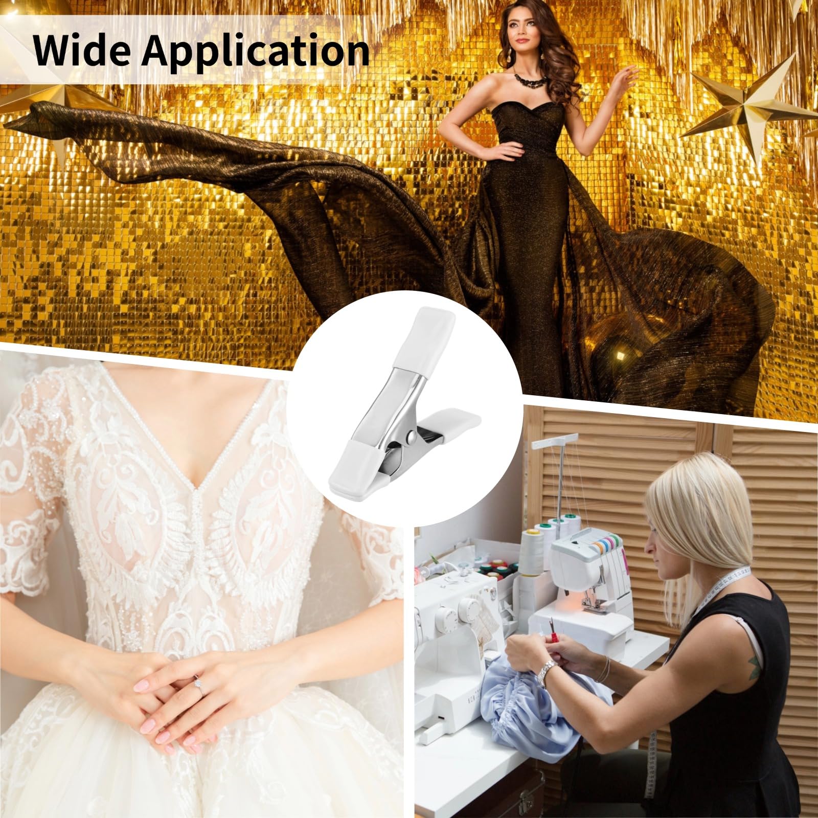 8 STK. Kleidungsclips, Stoffklammern für die Anprobe an Brautkleid, Schneiderpuppe und Mannequin, Feste Metallklemmen mit starker Feder für Hochzeitsfotografen, Modedesigner, Schneider