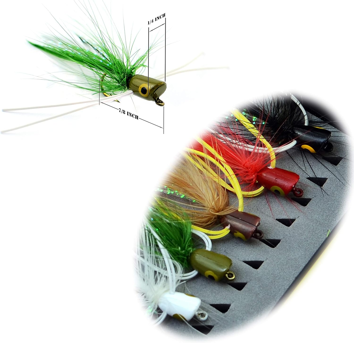 YAZHIDA Fly Fishing Flies Kit Fly Assortment Trout Bass Fishing with Fly Box, with Dry/Wet Flies, Nymphs, Streamers,Fly Poppers (pop21) : Sports & Outdoors