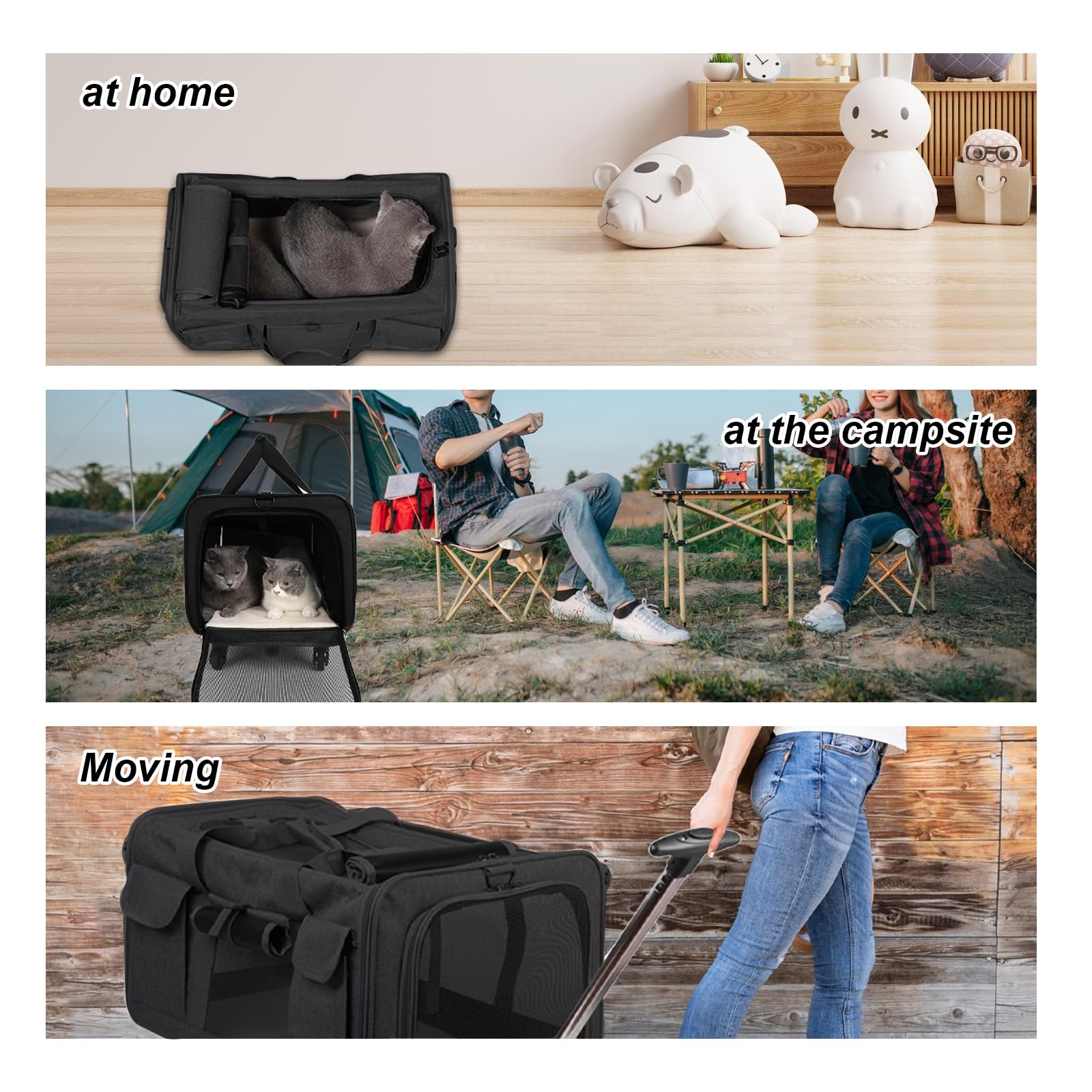 Scatole per il Trasporto di Gatti con Ruote Girevoli Rimovibili, 30L Gatto Grande Trolley, Portatile per Animali Pieghevole Zaino per Cani Gatti Estensibile, Trasportino per Gatti all'aperto e a Casa