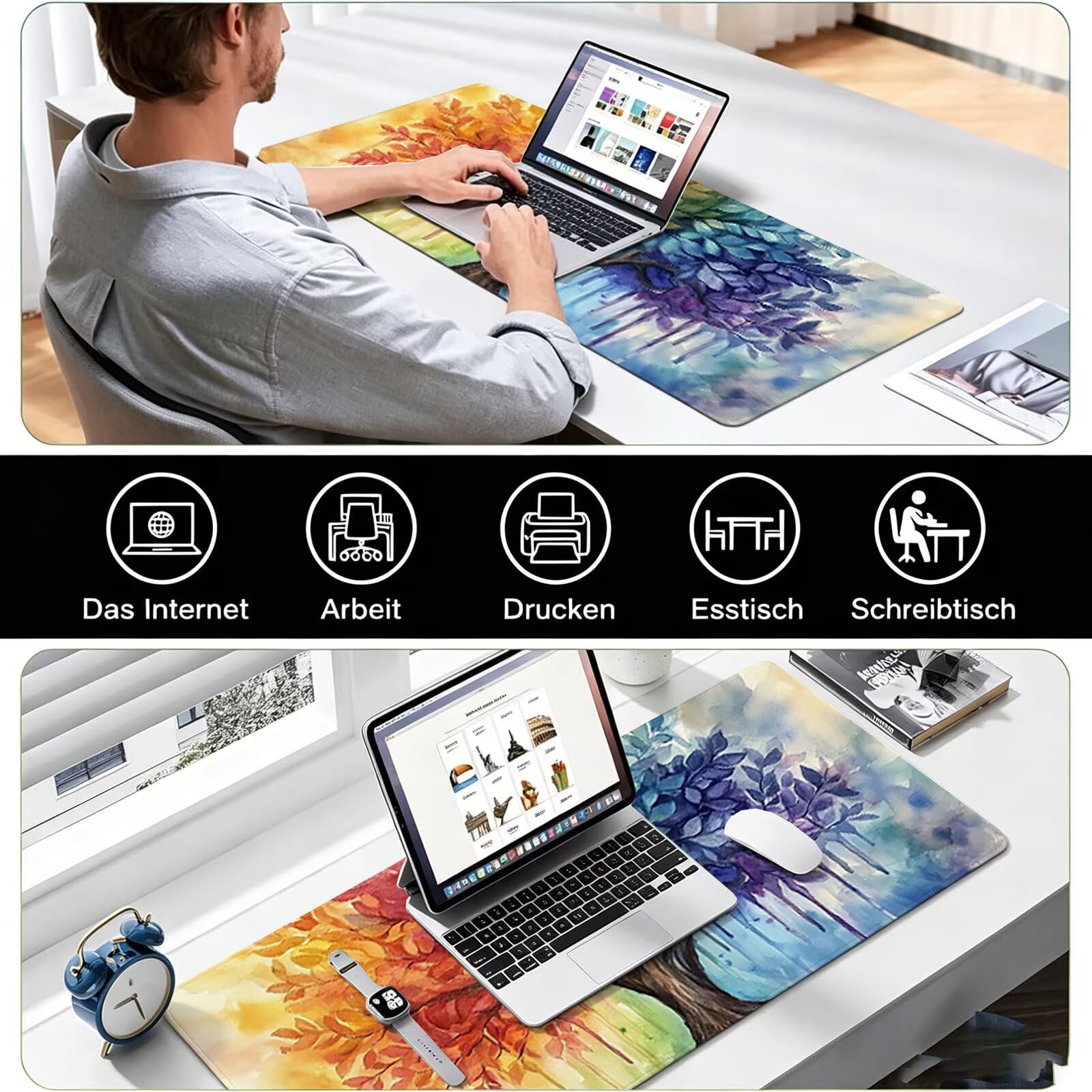 Podkładka pod mysz gamingowa – 1200 x 600 mm kolorowa podkładka pod mysz XXL 0c0-113 | Z antypoślizgową gumową podstawą, poprawia precyzję i prędkość, akcesoria do gier do domu, biura, prezenty dla mężczyzn