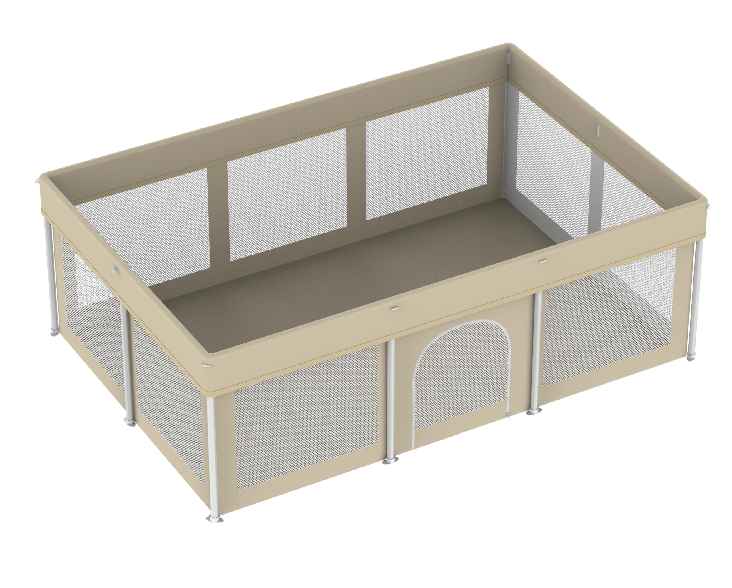 Baby Playpen, Soft Safe Baby Playpen with Breathable Mesh, Beige Durable Material Outdoor Indoor 50x71in