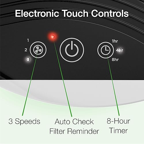 Miniatura 3 de Lasko LP200 - Purificador de aire de escritorio HEPA con temporizador para un entorno doméstico más limpio y fresco, filtración de 2 etapas que