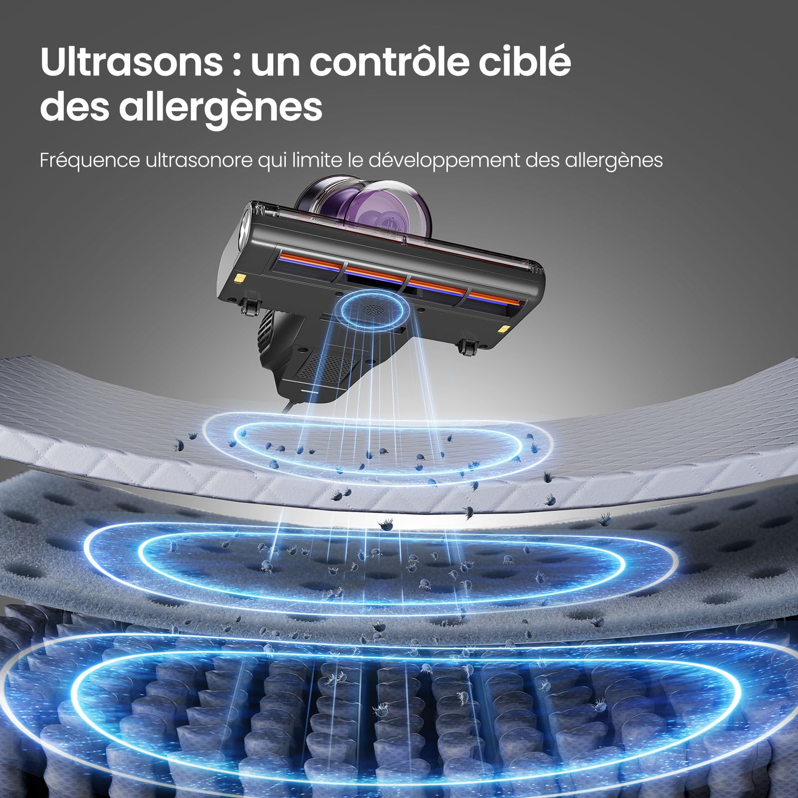 Jimmy BX8 Aspirateur à Main pour Matelas 15kPa Aspirateur Anti-Acariens avec Lampe UV-C, Chauffage à 65°C, Capteur d'acariens, écran LED, Fonction ions Négatifs, pour Matelas, lit, Canapé (Violet)