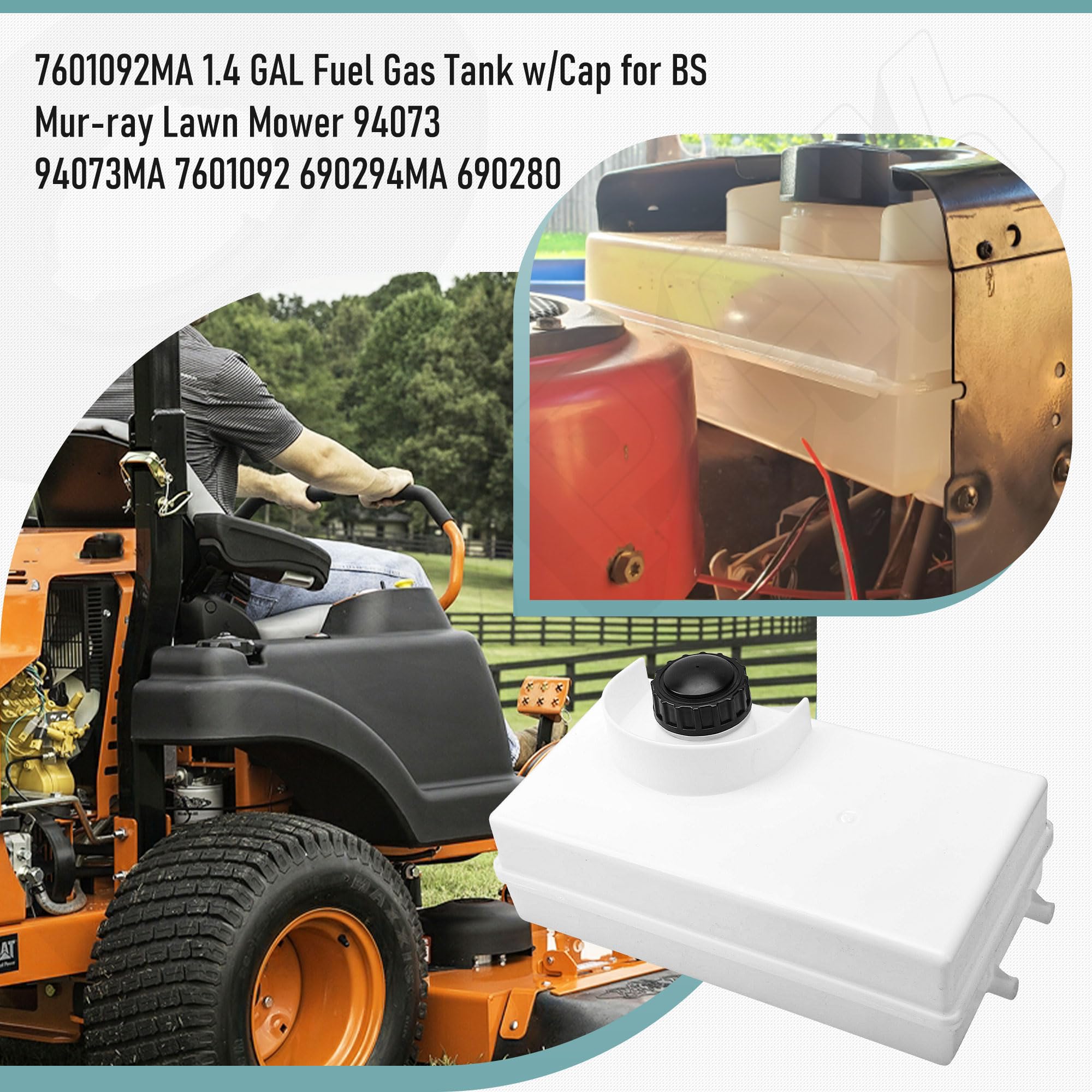 7601092MA - Depósito de combustible de 1.4 galones con tapa para cortacésped BS/Mur-ray 94073 94073MA 7601092 690294MA 690280