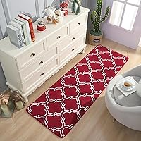 Vista 5 de Chicrug Alfombra geométrica moderna de estilo shag para dormitorio, alfombra de felpa de 2 x 6 pies con espuma viscoelástica para pasillo