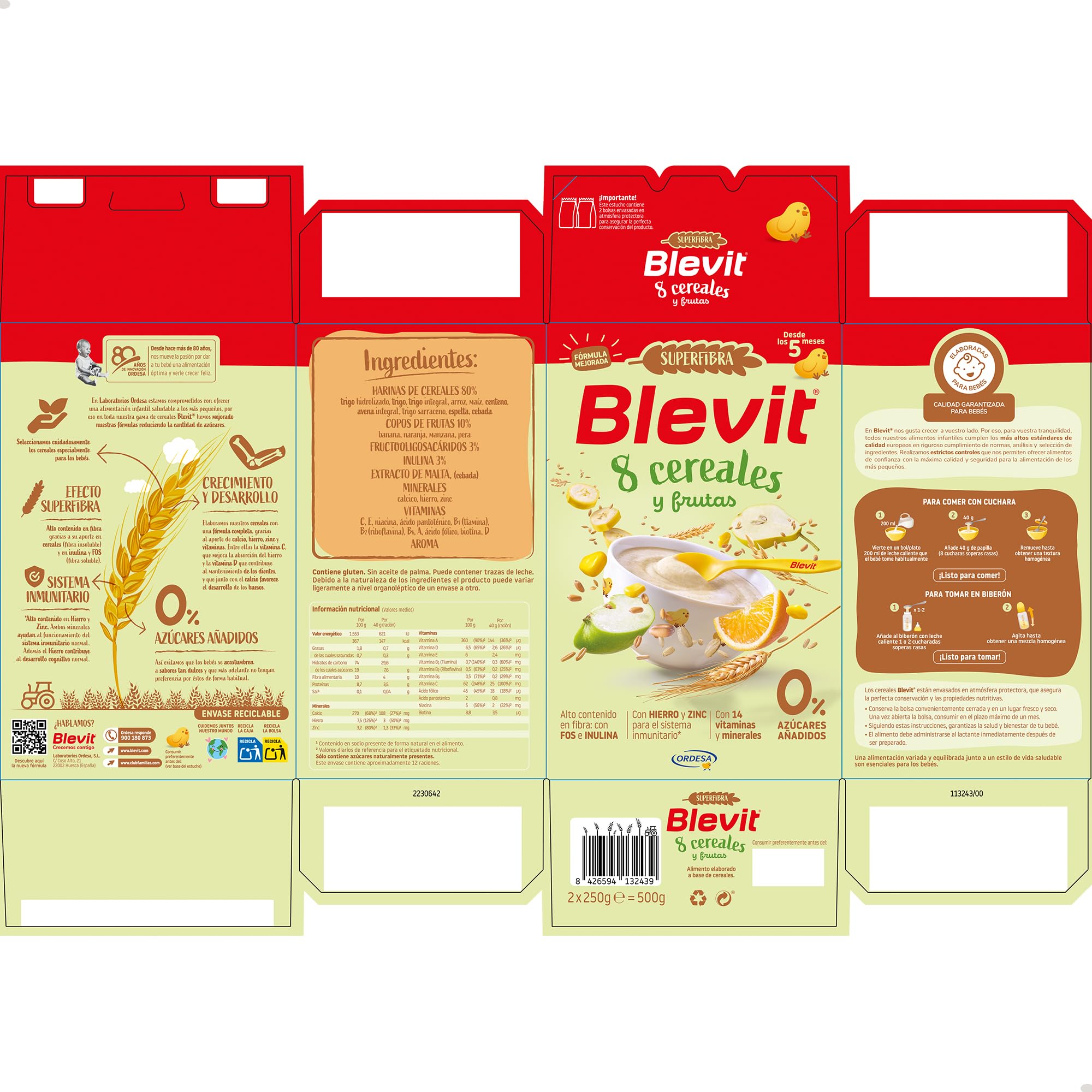 Blevit Superfibra 8 Cereales y Frutas 500g Papilla para Bebé desde 5 meses