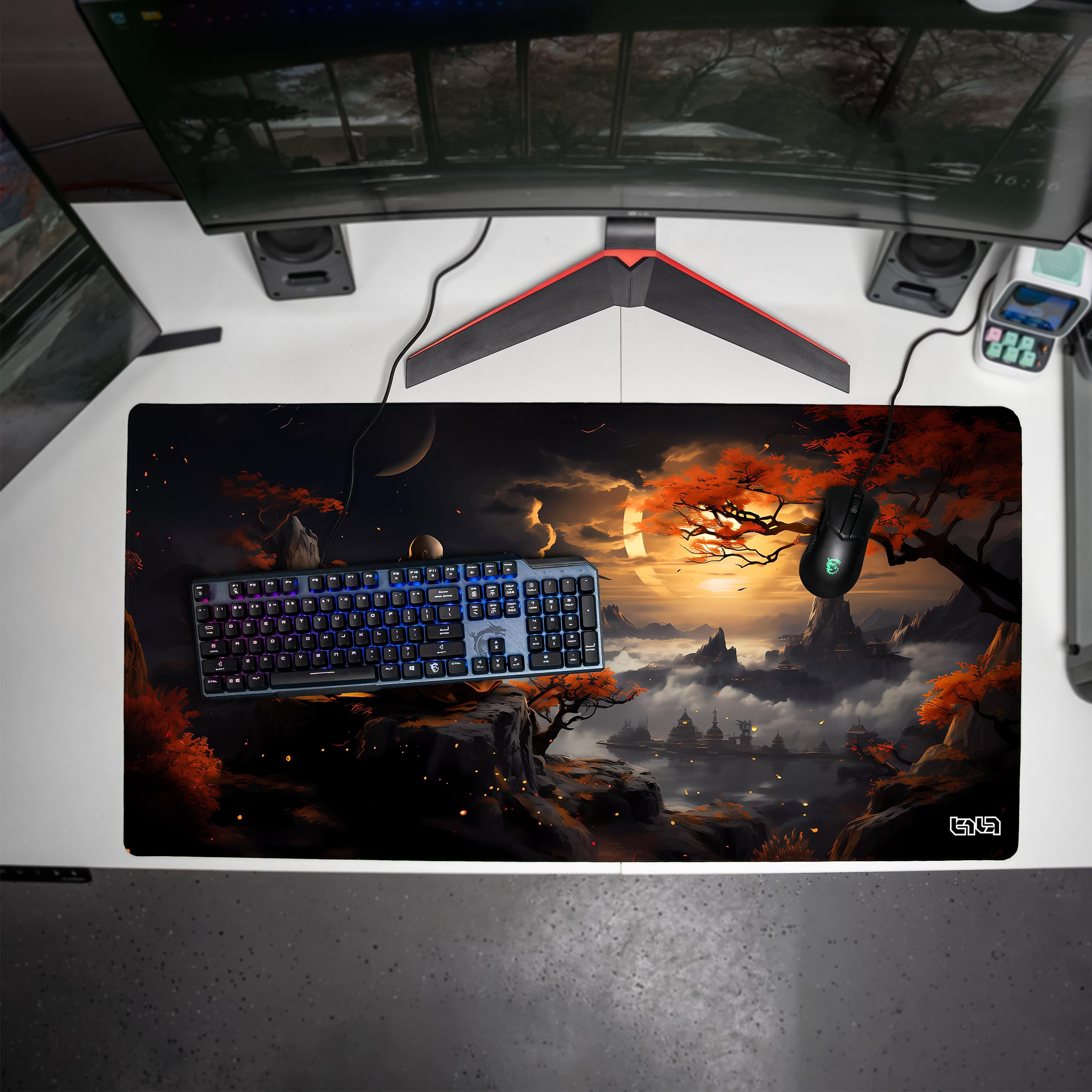 Tilt Tappetino Mouse XXL 100x50 cm | Antiscivolo Sottomano Scrivania | Impermeabile Tappetino Mouse Gaming | Accessori Scrivania Ufficio e PC | Tappetino Scrivania Grande (Monk's Zen)