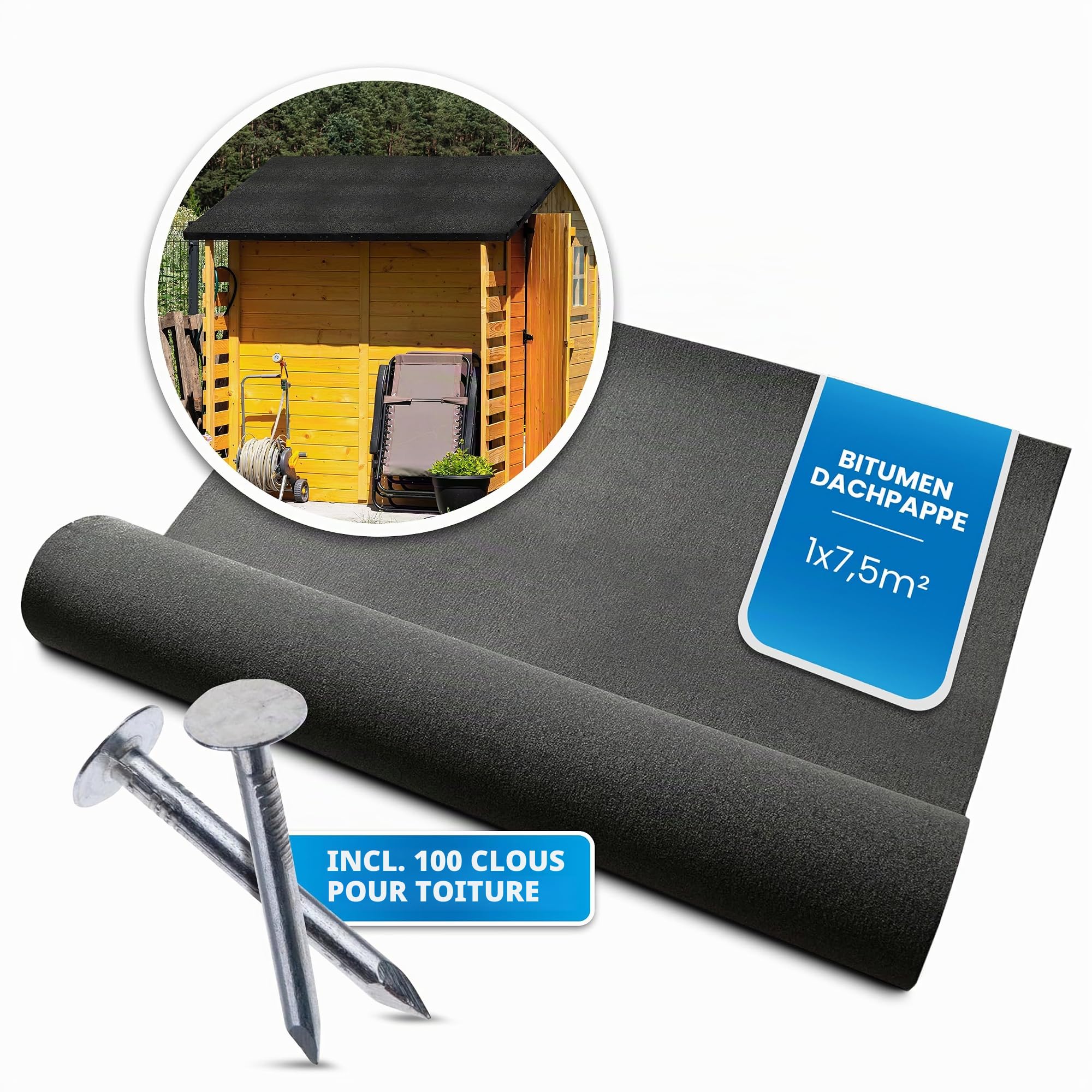 Rouleau Carton bitumé Noir 7,5 m²