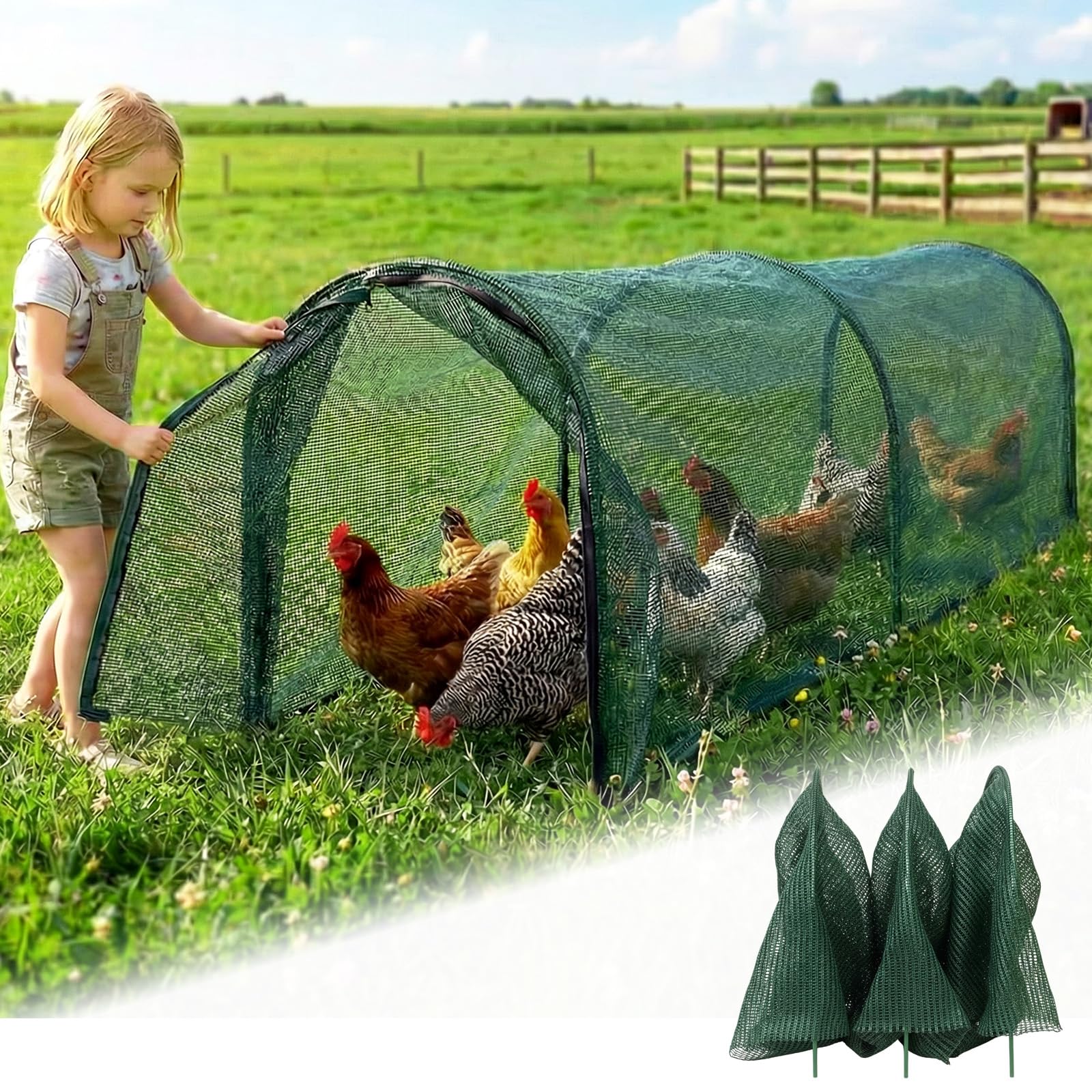 Photo 1 of Hogarjal Chicken Run Tunnel - Green, 79" x 21" x 32"