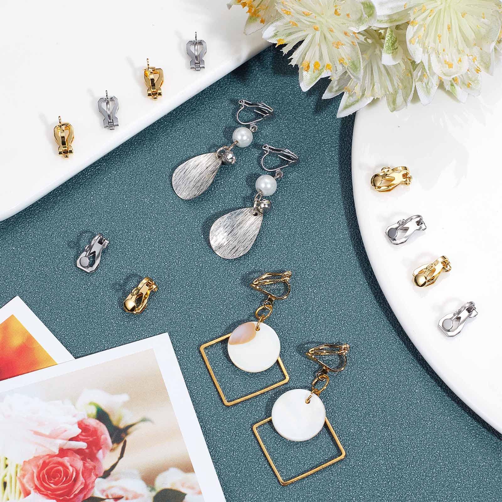 SUNNYCLUE 40 Clips Convertidores De Pendientes Chapados En Oro 18k – Para Orejas Sin Agujero – DIY Bisutería – Acero Inoxidable 304