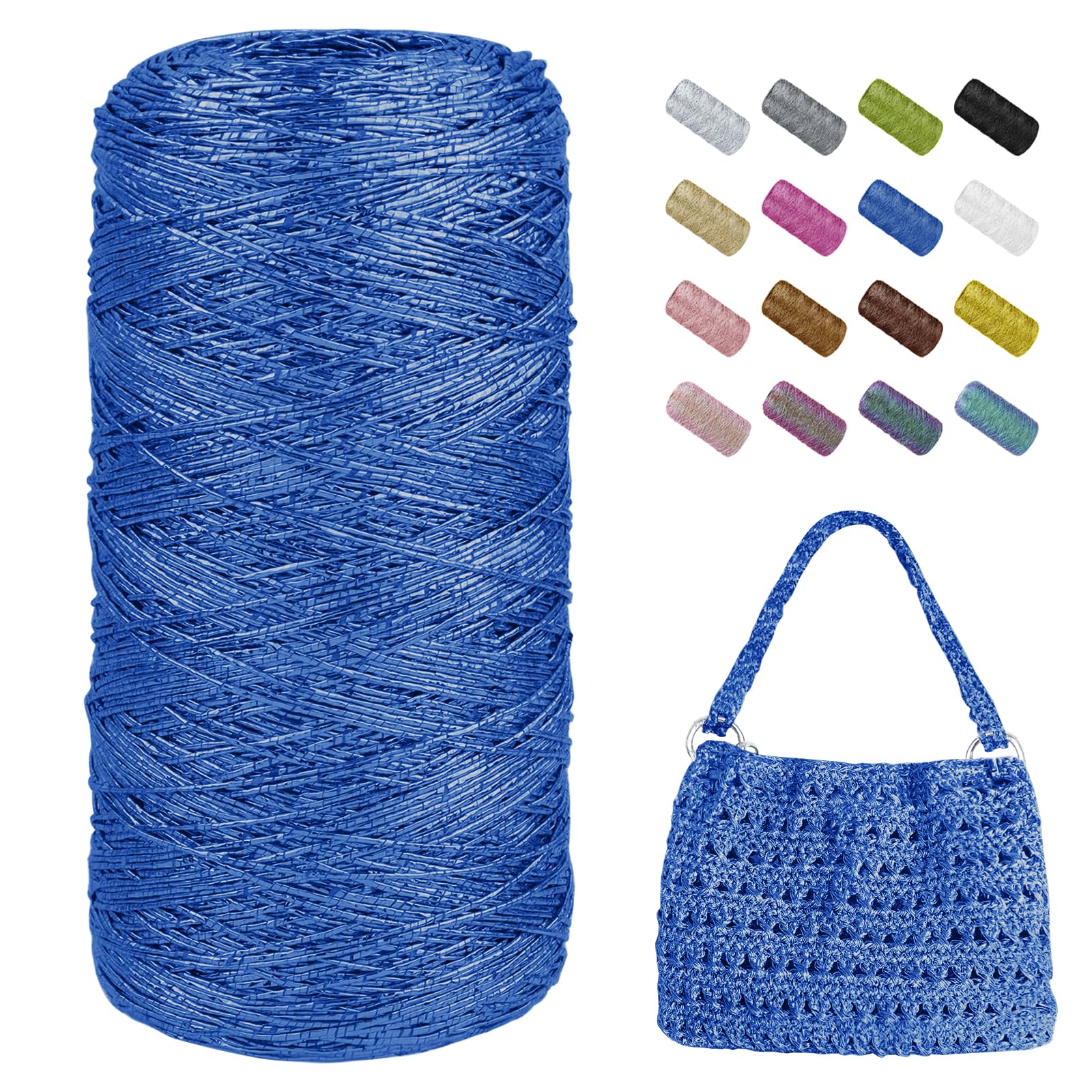Uiopa Metallic Macrame Cord 1mm x 480m, Blue Glitter Yarn for Crocheting Bags, Polyester Cord Sparkle Macrame Yarn for Crocheting Pendants, Home Decor, DIY Crafts