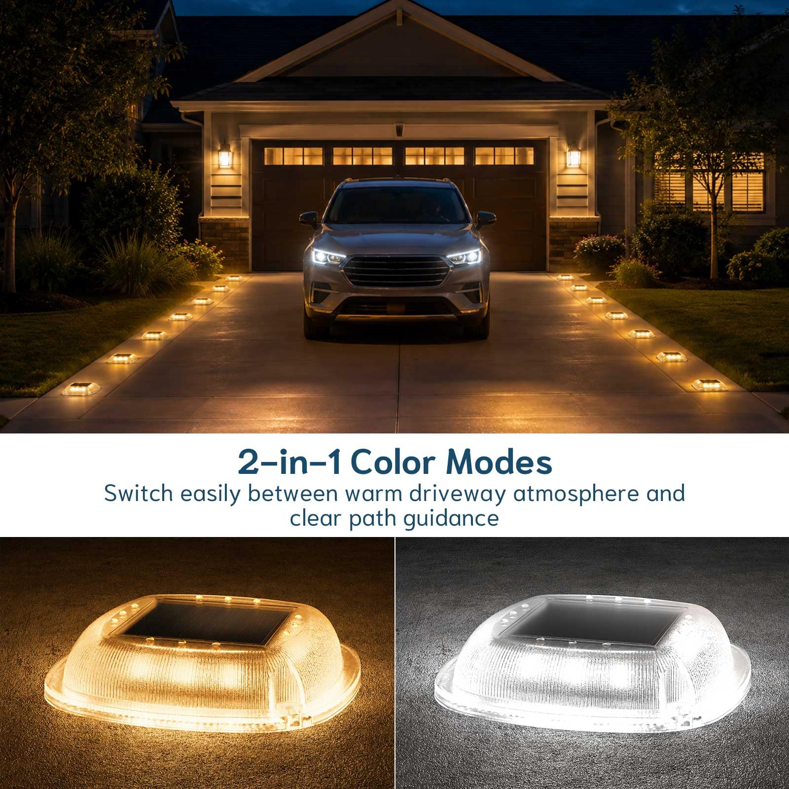 Luci Solari da Esterno Giardino,6 Pezzi Lampada Solare da Eesterno | 2 Colori in 1 Lampade Solari Impermeabili con Picchetti da Terra per Scale, Prato, Giardino (Bianco Caldo/Bianco Freddo)