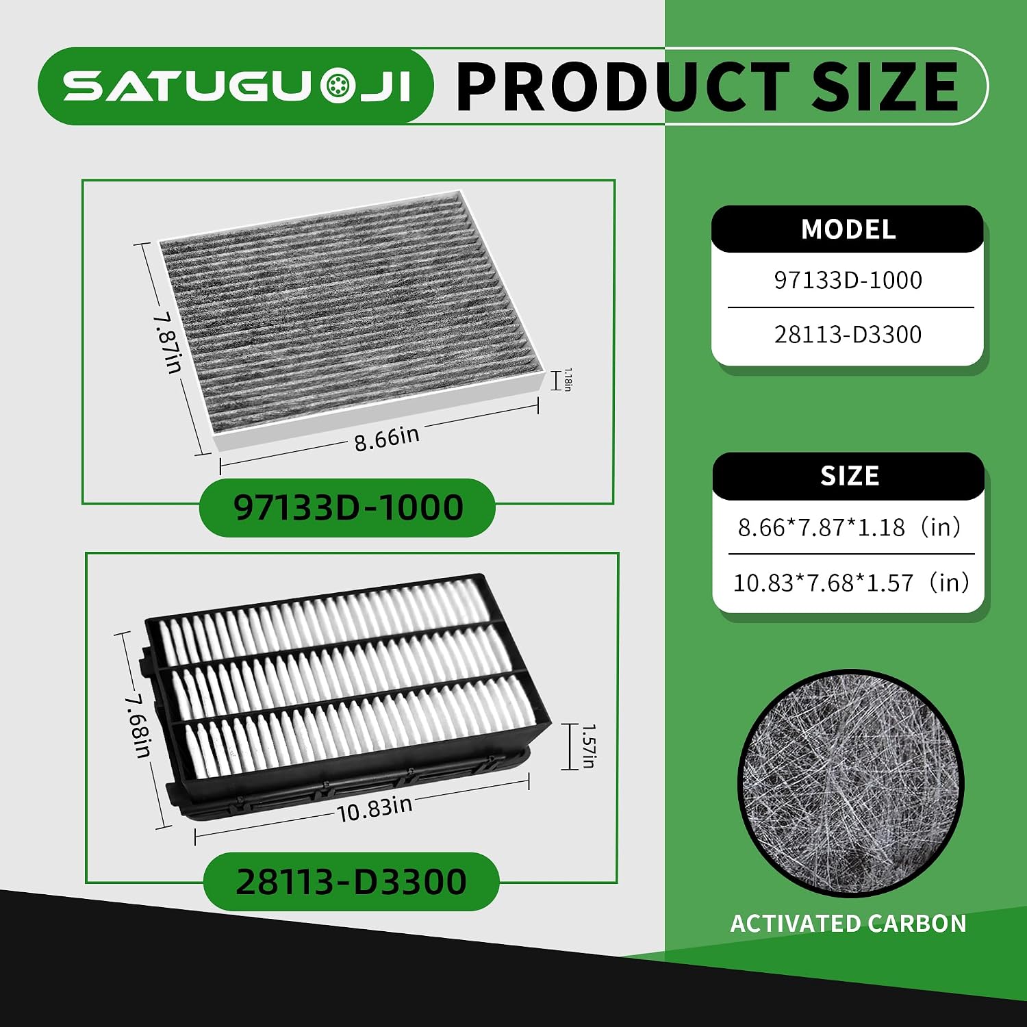 28113-D3300 97133-D1000 Engine & Cabin Filter Set Fit for Hyundai Tucson 2016-2021, for Kia Sportage 2017-2022