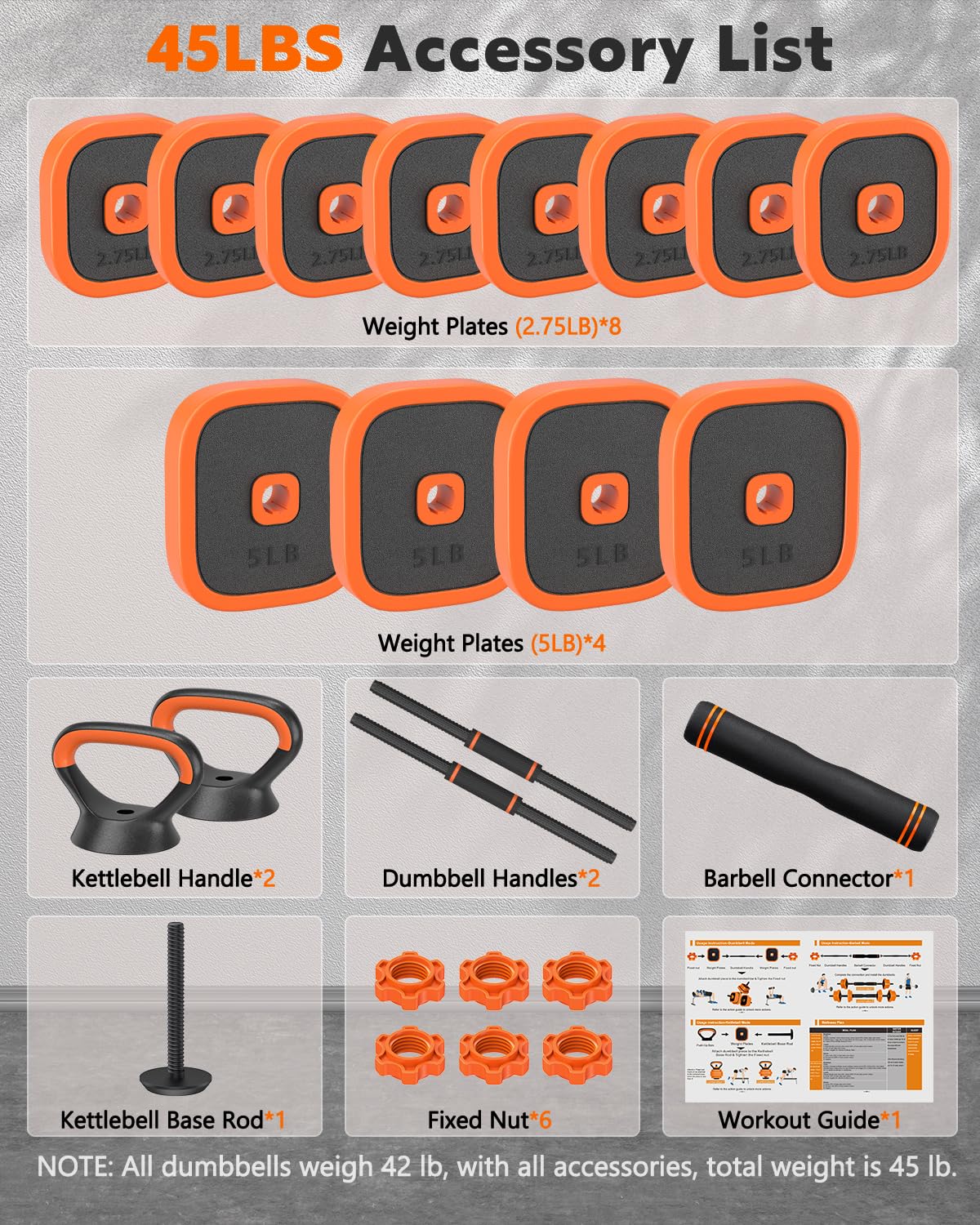 Adjustable Dumbbell Set – Free Weights for Home Gym Workouts | 45/65/85lbs, 4-in-1 Fitness Equipment with Connector, Used as Barbell, Kettlebell & Push-Up Stand for Men & Women